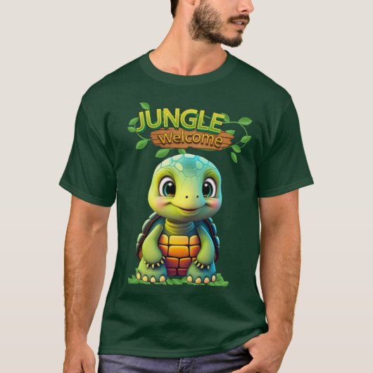 Cute Tortoise Box Turtle Animal Character Green 🐢 Tシャツ (正面)