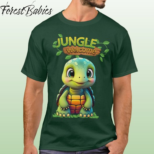 Cute Tortoise Box Turtle Animal Character Green 🐢 Tシャツ
