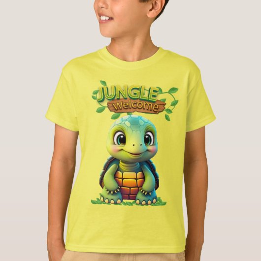 Cute Tortoise Box Turtle Animal Character Yellow🐢 Tシャツ (正面)