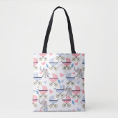 Cute Tote Bag Baby Stroller Elephant Pink & Blue トートバッグ (正面)