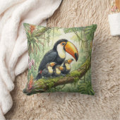 Cute Toucan Mama And Chicks Jungle Animals  クッション (ブランケット)
