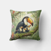 Cute Toucan Mama And Chicks Jungle Animals  クッション (裏面)