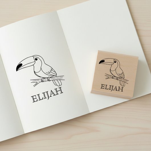 Cute Toucan with Name Stamp ラバースタンプ
