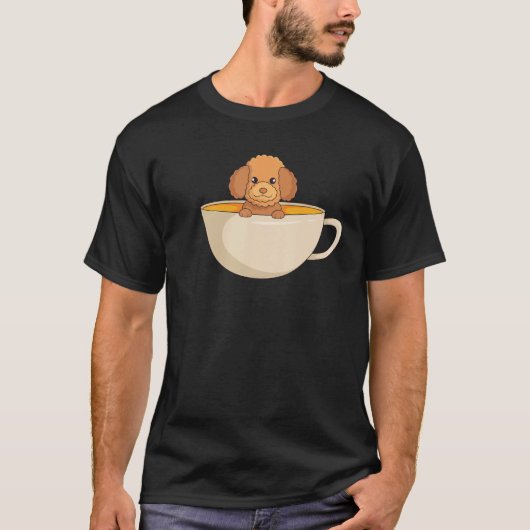 Cute Toy Poodle In a Coffee Cup Coffee Fan Dog Tシャツ (正面)