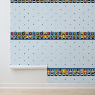 Cute Toy Soldier Nursery Border on Soft Blue 壁紙