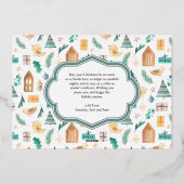 Cute Traditional Nordic Arch Photo Christmas 箔シーズンカード (裏面)