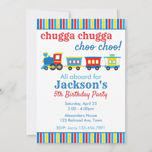 Cute Train Birthday 招待状 (正面)