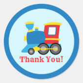 Cute Train Birthday Party ラウンドシール (正面)