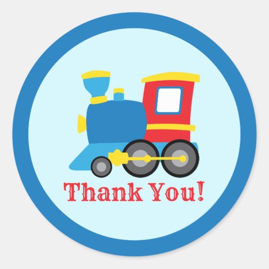 Cute Train Birthday Party ラウンドシール (正面)