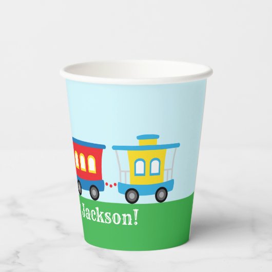 Cute Train Birthday Party 紙コップ (裏面)