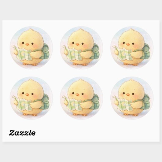 Cute Travel Alma Chick Sticker ラウンドシール (シート)