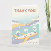 Cute Travel Lover Thank You Airplane Rainbow Sky カード (正面)