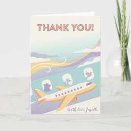 Cute Travel Lover Thank You Airplane Rainbow Sky カード