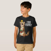 Cute Tree Ferret Christmas Lights Holiday Design Tシャツ (正面フル)