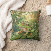 Cute Tree Frog Mama And Froglets Jungle Animals  クッション (ブランケット)