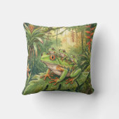 Cute Tree Frog Mama And Froglets Jungle Animals  クッション (裏面)