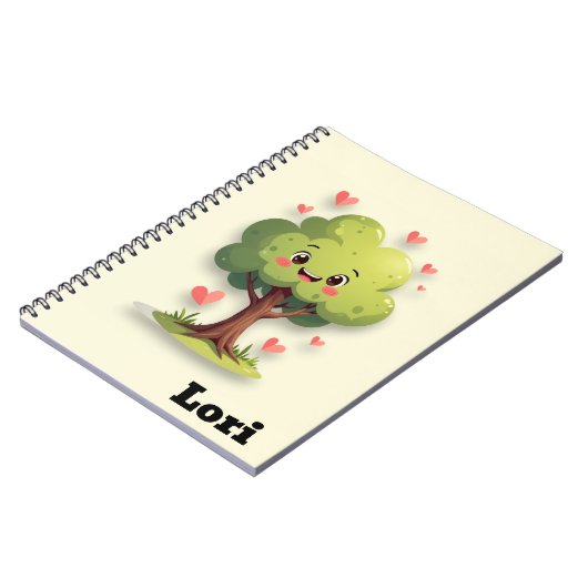 Cute Tree Love Red Hearts Spiral Notebook ノートブック (左側)