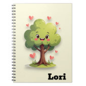 Cute Tree Love Red Hearts Spiral Notebook ノートブック (正面)