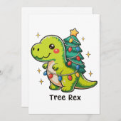 Cute Tree Rex Christmas Dinosaur T Rex Xmas Lights シーズンカード (正面/裏面)