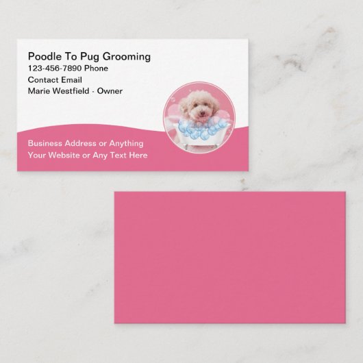 Cute Trendy Dog Grooming Business Cards 名刺 (正面/裏面)