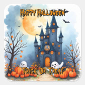 Cute Trendy Halloween Spooky Collection スクエアシール (正面)
