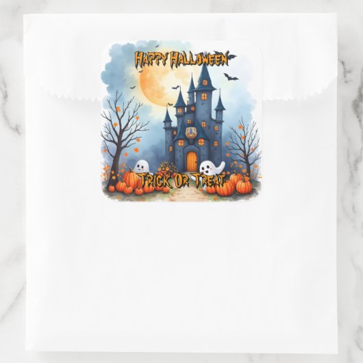 Cute Trendy Halloween Spooky Collection スクエアシール (バッグ)