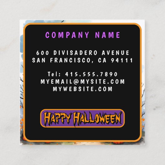 Cute Trendy Halloween Spooky Collection スクエア名刺 (裏面)