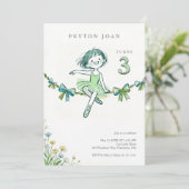 Cute Trendy Mint Ballerina Girl Birthday LPM26 招待状 (スタンド正面)