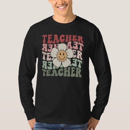 Cute Trendy Teacher Flower Retro Teacher Tシャツ (正面)