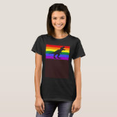 Cute Trex Dinosaur Party LGBTQ Gay Pride Flag Quee Tシャツ (正面フル)