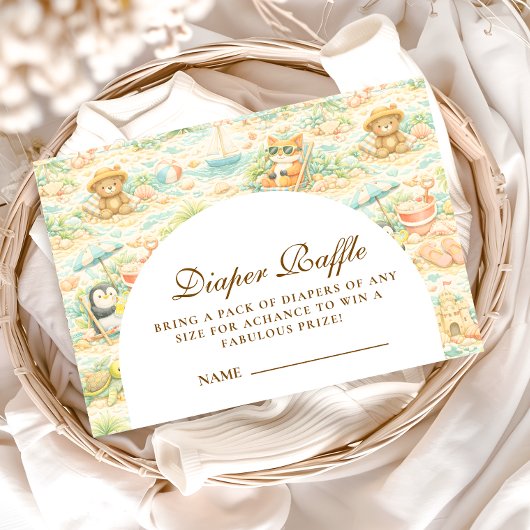 Cute Tropical Animal Party Diapper Raffle エンクロージャーカード