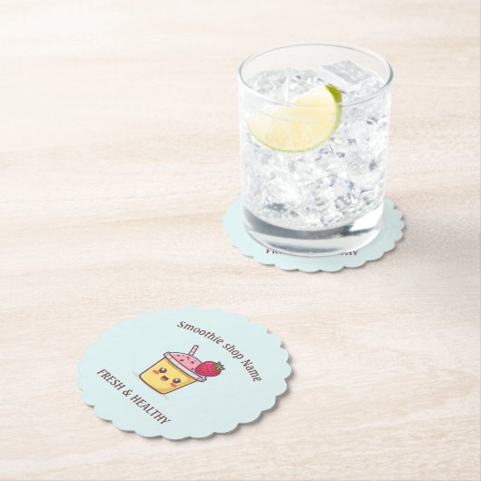 Cute Tropical Fruit Smoothies Fruit Kitchen shop ペーパーコースター (インサイチュ)