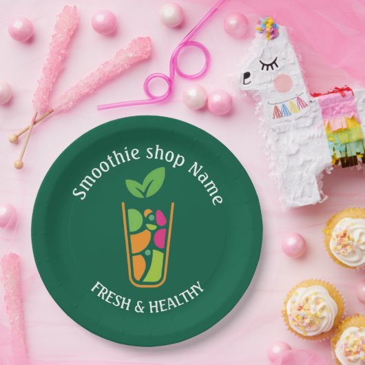 Cute Tropical Fruit Smoothies Fruit Kitchen shop ペーパープレート (パーティー)