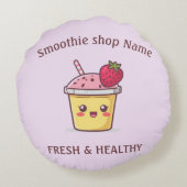 Cute Tropical Fruit Smoothies Fruit Kitchen shop ラウンドクッション (裏面)
