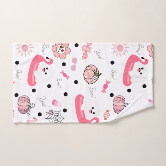 Cute Tropical Halloween – Ghosts & Flam ハンドタオル (ハンドタオル)