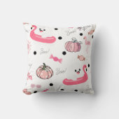 Cute Tropical Halloween – Ghosts & Flamingos クッション (正面)