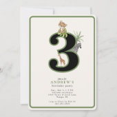 Cute Tropical Jungle 3rd Birthday Animal 招待状 (正面)