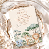 Cute Tropical Jungle Safari Animals Baby Shower 招待状