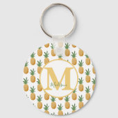Cute Tropical Pineapple Monogram  Keychain キーホルダー (正面)