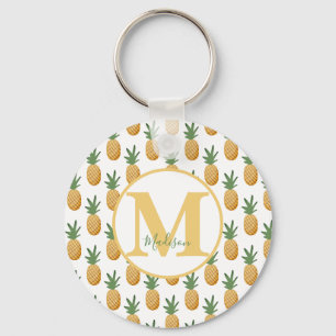 Cute Tropical Pineapple Monogram Keychain キーホルダー