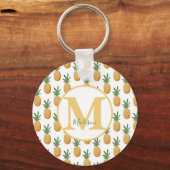Cute Tropical Pineapple Monogram  Keychain キーホルダー (正面)