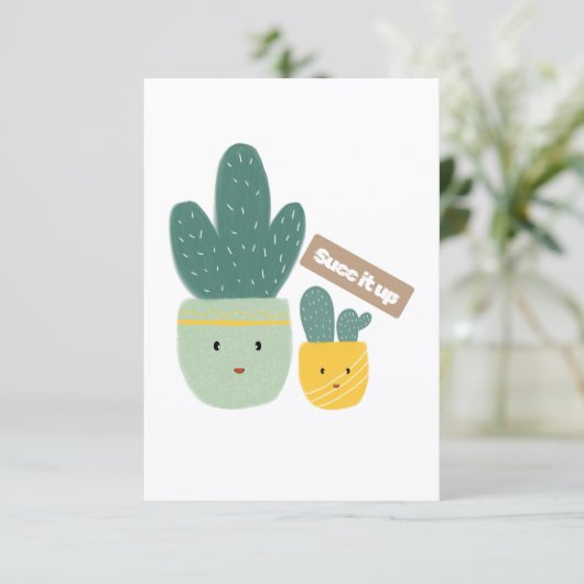 Cute Tropical Succulent Houseplant Smile カード (スタンド正面)