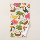 Cute Tropical Summer Pattern with Toucan and Fruit バスタオルセット (ハンドタオル)