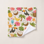 Cute Tropical Summer Pattern with Toucan and Fruit バスタオルセット (ウォッシュタオル)