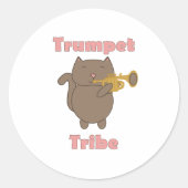 Cute Trumpet Tribe Cat Illustration  ラウンドシール (正面)