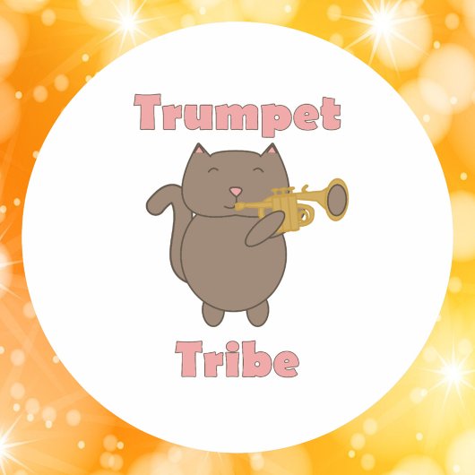 Cute Trumpet Tribe Cat Illustration  ラウンドシール