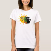 Cute Tshirt with black cat and cactus Tシャツ (正面)