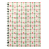 Cute Tulip Checkered Pattern | Pastel Floral  ノートブック (正面)