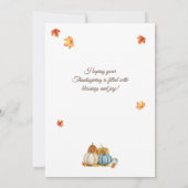 Cute Turkey and Retro Pumpkins Happy Thanksgiving シーズンカード (裏面)