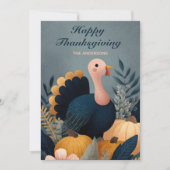 Cute Turkey& Autumn Foliage Happy Thanksgiving  シーズンカード (正面)
